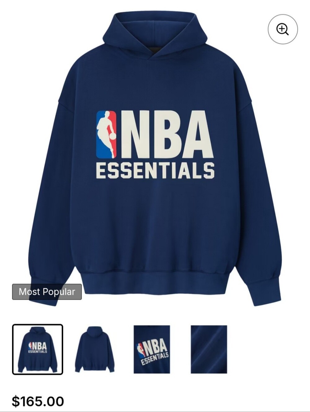 Fear Of God X NBA Men's Navy Crewneck with White Logo